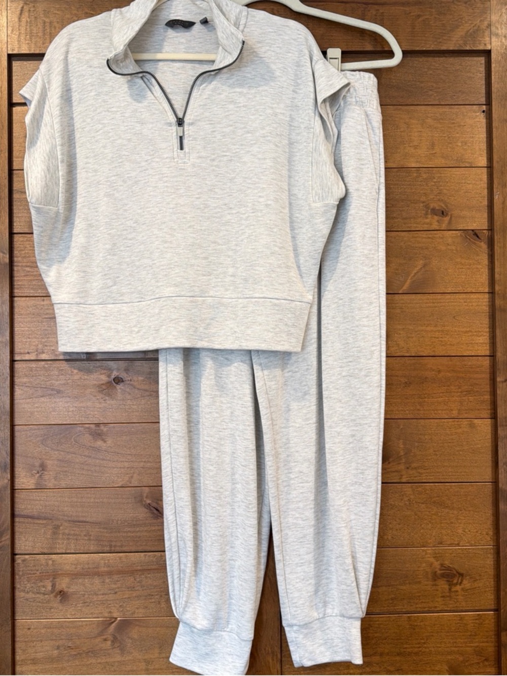 Danskin Heather Light Gray Crewneck Top and Jogger - size Medium
